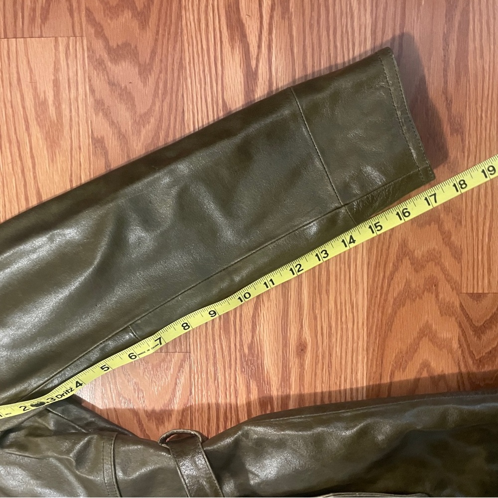 Wilson Maxima Vintage Dark Green Women Leather Trench Coat SizeS - Picture 9 of 10